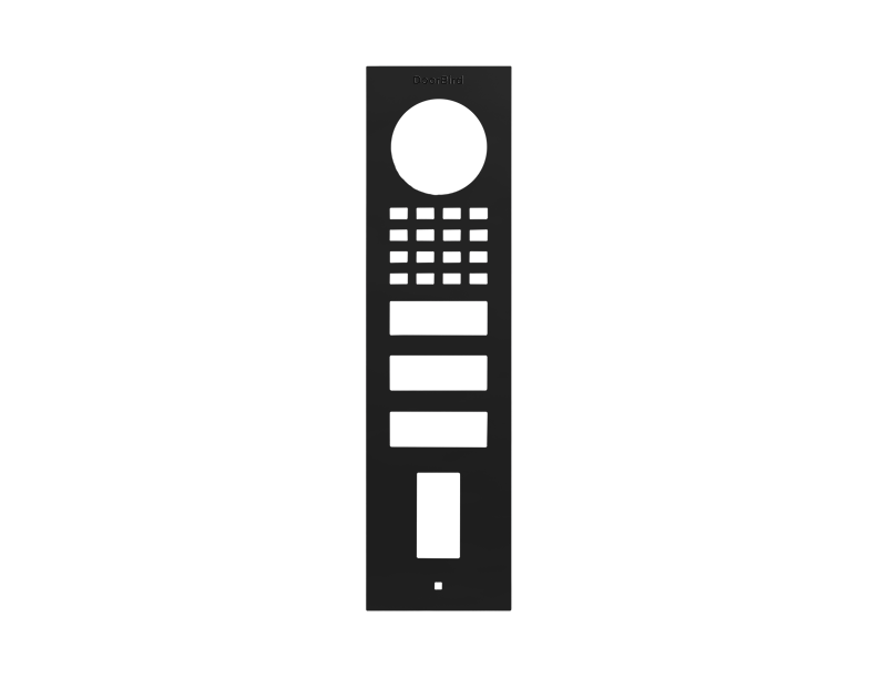 DoorBird front panel in graphite black with fingerprint sensor and keypad