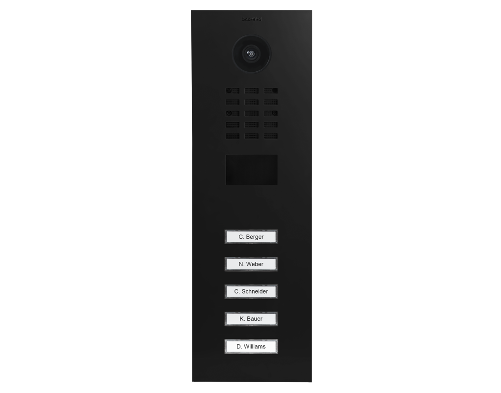 DoorBird D2105V graphite black video door station with 5 call buttons and camera