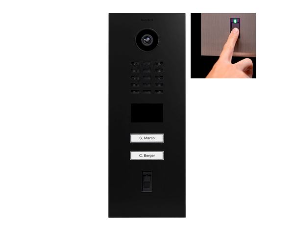 DoorBird D2102FV-FP50 Fingerprint 50 IP Video Door Station, 2 Call Button in Graphite Black