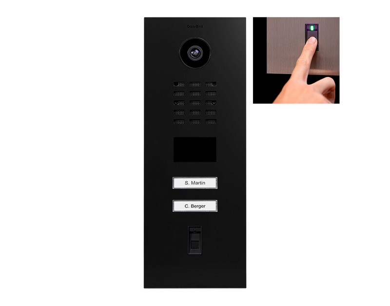 DoorBird D2102FV Fingerprint 50 IP Video Door Station, 2 Call Button in Graphite Black