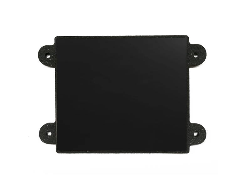 Engravable graphite black stainless steel panel with corner mounting holes