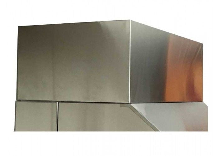 Stainless steel 48-inch vent hood duct cover, rectangular metal channel with angled top