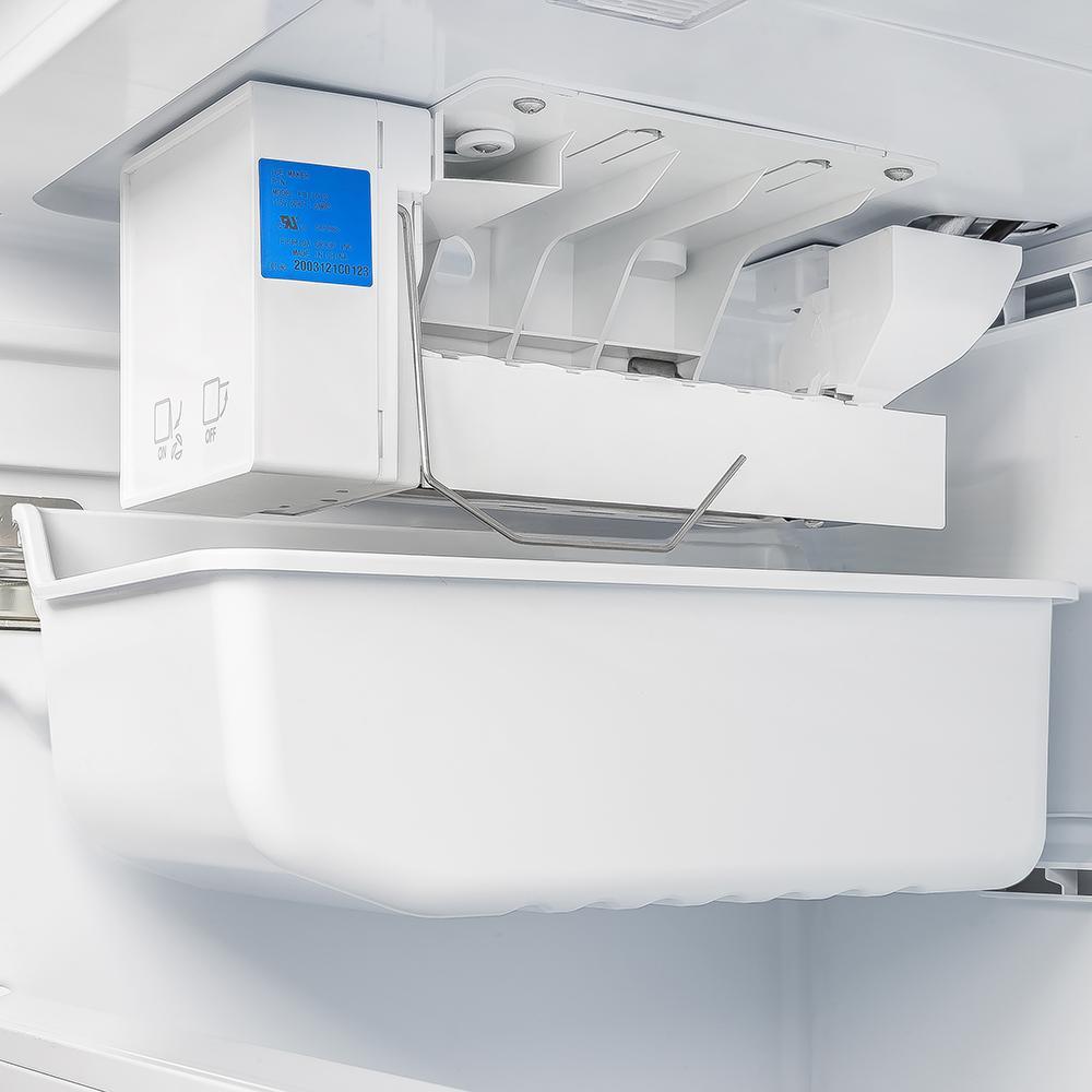 White dishwasher tub with upper rack and interior loading basket.