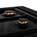 ZLINE 4-Piece Appliance Package - 48-Inch Rangetop with Brass Burners, Refrigerator, 30-Inch Electric Wall Oven, and 30-Inch Microwave Oven in Black Stainless Steel (4KPR-RTB48-MWAWS)