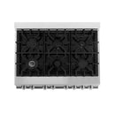 ZLINE 5-Piece Appliance Package - 36-Inch Dual Fuel Range, Refrigerator with Water Dispenser, Convertible Wall Mount Hood, Microwave Drawer, and 3-Rack Dishwasher in Stainless Steel (5KPRW-RARH36-MWDWV)