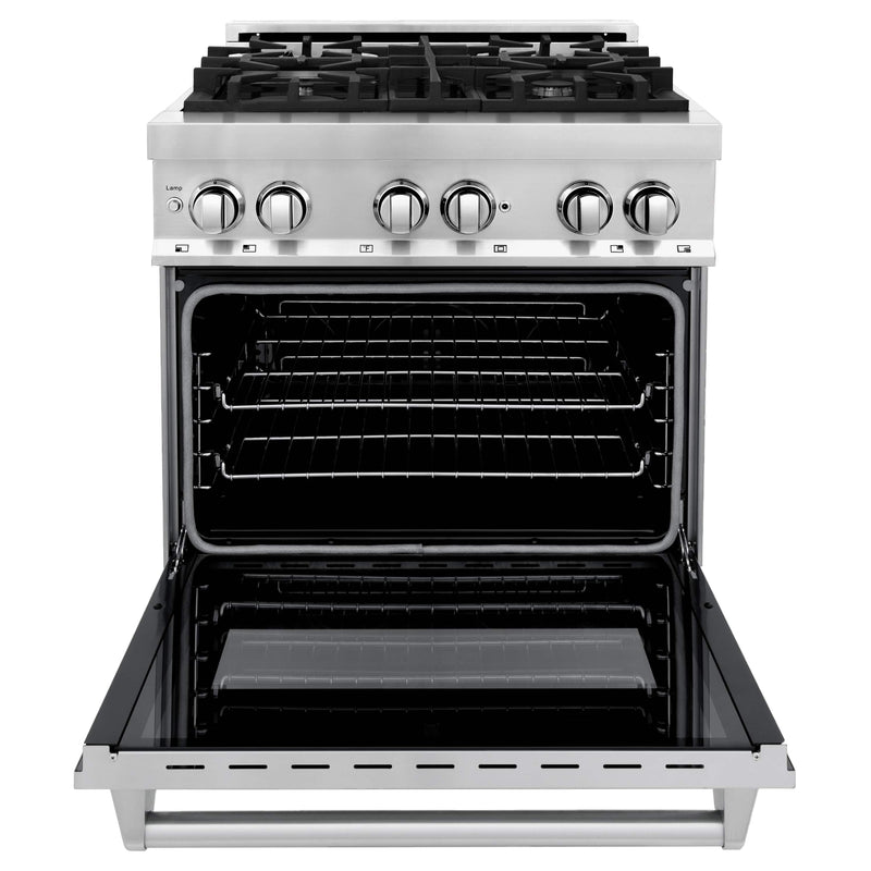 ZLINE 3-Piece Appliance Package - 30-Inch Dual Fuel Range, Refrigerator with Water Dispenser, & Over-the-Range Microwave/Vent Hood Combo (3KPRW-RAOTRH30)
