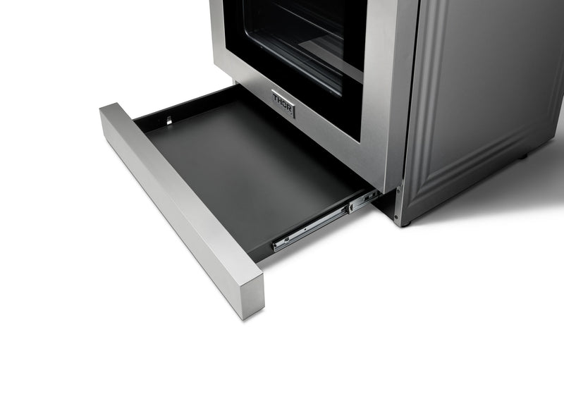 Thor Kitchen 5-Piece Appliance Package - 30-Inch Electric Range with Tilt Panel, French Door Refrigerator, Under Cabinet Hood, Dishwasher, & Wine Cooler in Stainless Steel