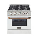 Kucht Signature 30" Pro-Style Dual Fuel Range in Stainless Steel with White Oven Door & Gold Handle (KDF302-W-GOLD)
