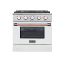 Kucht Signature 30" Pro-Style Dual Fuel Range in White Oven Door & Rose Gold (KDF302-W-ROSE)