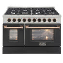 Kucht Signature 48" Pro-Style Dual Fuel Range in Black Oven Door & Gold (KDF482-K-GOLD)