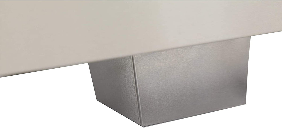 Stainless steel gas range base with raised feet