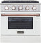 Kucht Signature 30-Inch  Gas Range in White with White Knobs & Rose Gold Handle (KNG301-W-ROSE)