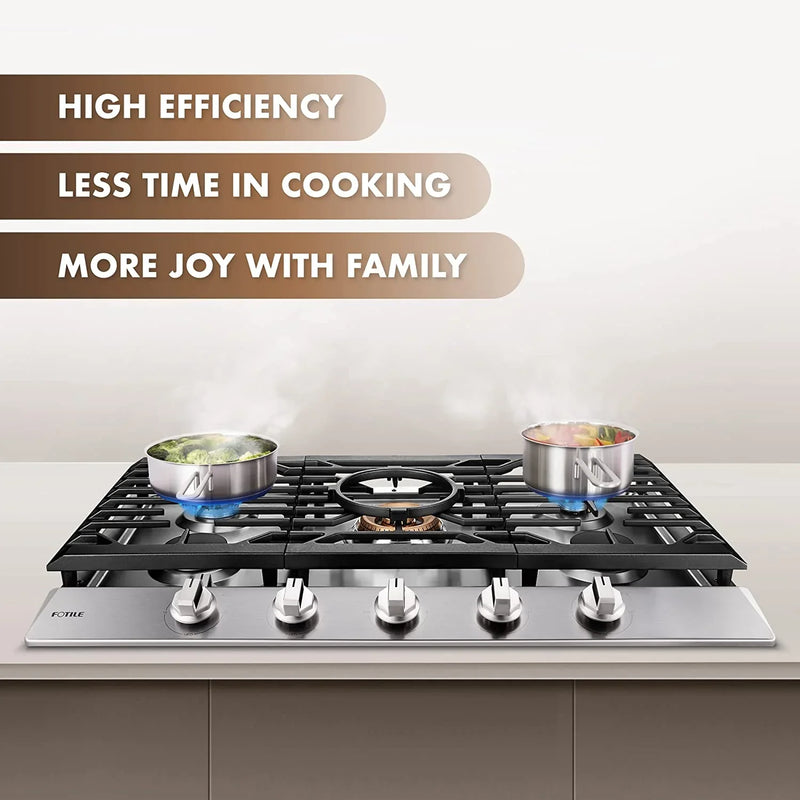 Fotile 2-Piece Appliance Package - 36-Inch Gas Cooktop & Under Cabinet/Wall Mounted Range Hood (JQG9006-W + GLS36502)