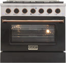 Kucht Signature 36" Gas Range in Stainless Steel with Black, Gold & Silver (KNG361-K-GOLD)