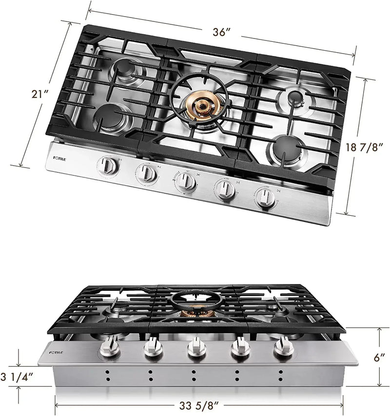 Fotile 3-Piece Appliance Package - 30-Inch Gas Cooktop with 5 Burners