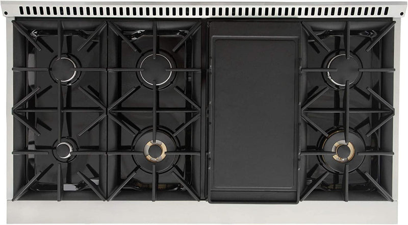 Kucht Signature 48-Inch 6.7 cu ft. Gas Range with Black Door and Rose Gold Accents (KNG481-K-ROSE)