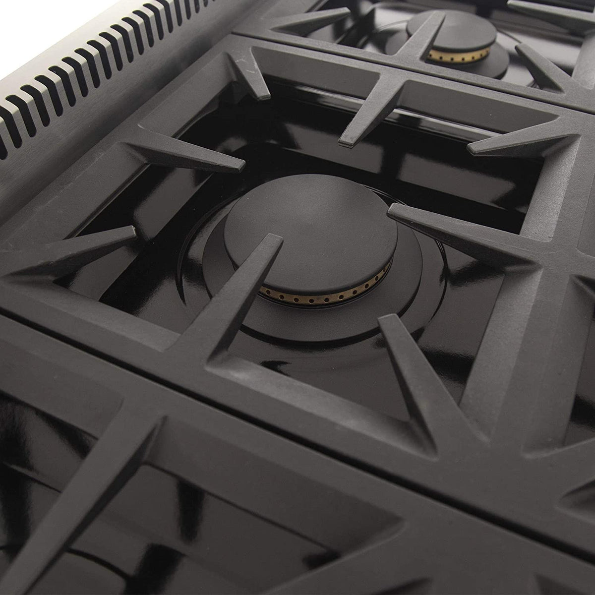 Black gas burner grates with round center burner cap