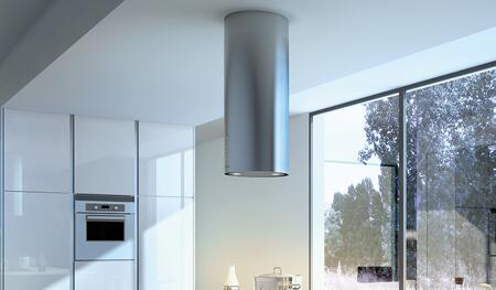 Faber 15-Inch Cylindra Isola Island Mounted Convertible Range Hood with 600 CFM Pro Class Blower in Stainless Steel (CYLNIS15SS600)