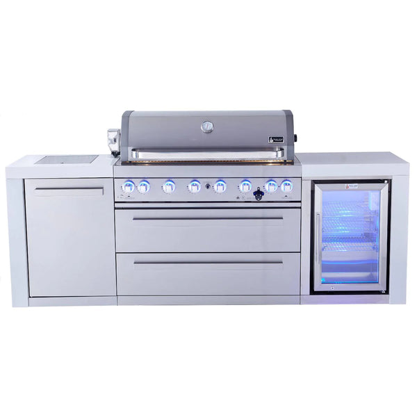 Mont Alpi 93-Inch 805 Deluxe, Propane Gas Island Grill with Wine Cooler/Beverage Center Refrigerator, Cabinet, Infrared Side Burner & Rotisserie Kit in Stainless Steel (MAi805-DFC)