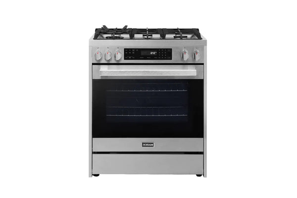 ROBAM 30-Inch 5 Cu. Ft. Oven Freestanding Gas Range, 5 Sealed Brass Burners in Stainless Steel (7GG10)