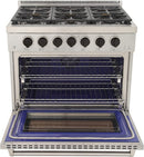 Kucht 36-Inch Gas Range in Stainless Steel with Black Knob (KFX360-K)