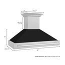 ZLINE 48-Inch Wall Mount Range Hood in Satin Stainless Steel with Black Matte Shell (8654SNX-BLM-48)
