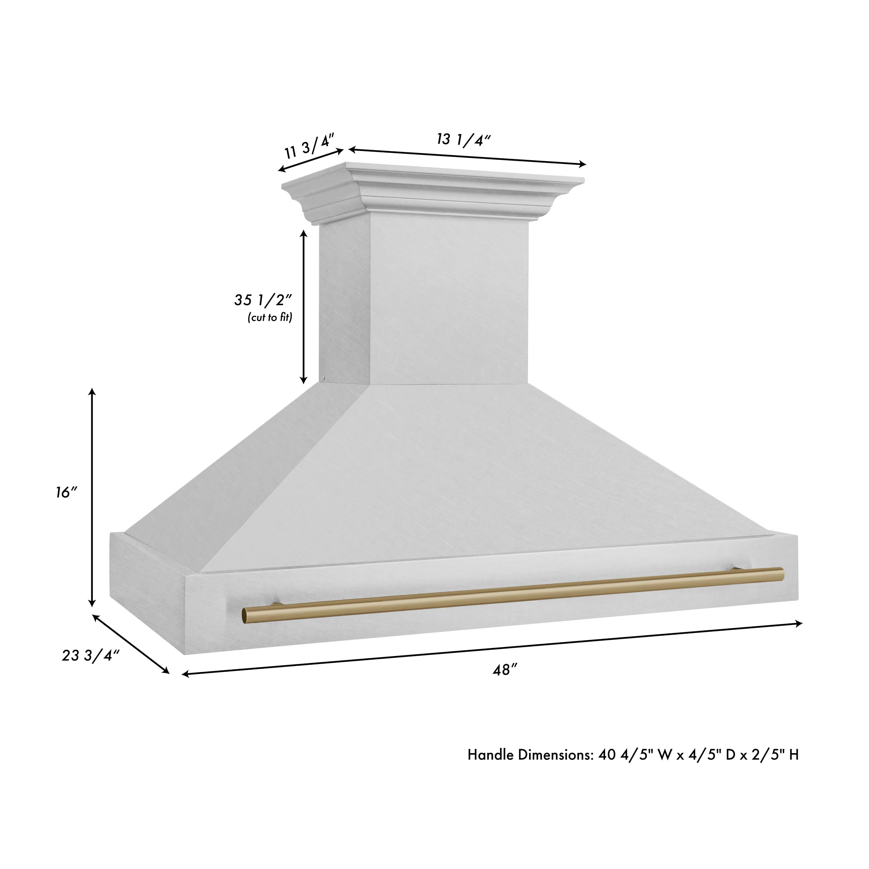 48-inch wall hood with champagne bronze handle-style trim