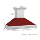 ZLINE 48-Inch Wall Mount Range Hood in Stainless Steel with Red Gloss Shell and Stainless Steel Handle (8654STX-RG-48)