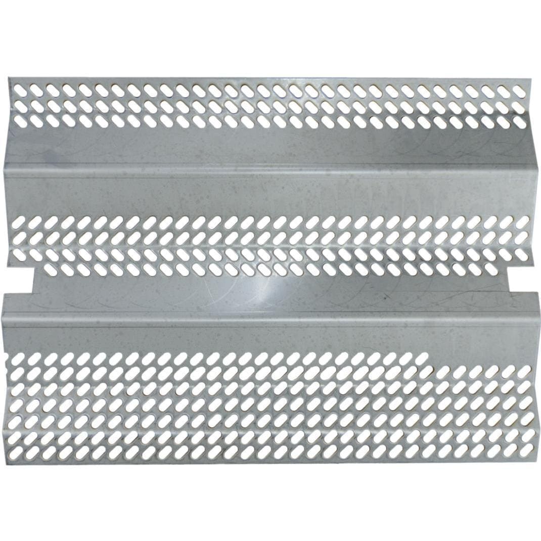 Perforated stainless heat deflector panel for grill firebox