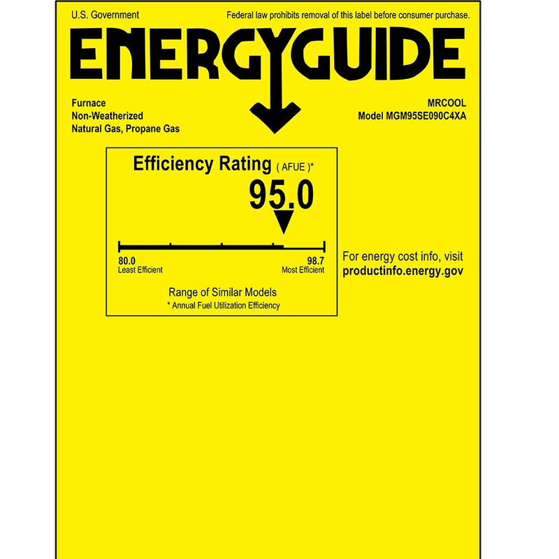 MRCOOL Signature 95% AFUE, 90K BTU, 4 Ton, Multi-Position Multi-Speed Gas Furnace - 21-Inch Cabinet (MGM95SE090C4XA)