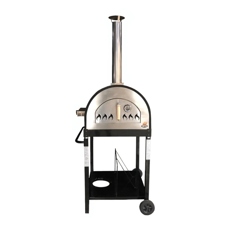 WPPO Traditional 25-Inch Wood/Gas Fired Pizza Oven with Stand in Black (WKE-04G-BLK)