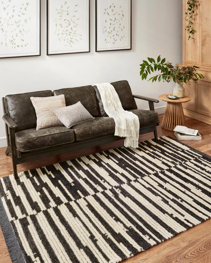 Chris Loves Julia x Loloi - Alice Collection - Contemporary Power Loomed Rug in Cream & Charcoal (ALI-03)