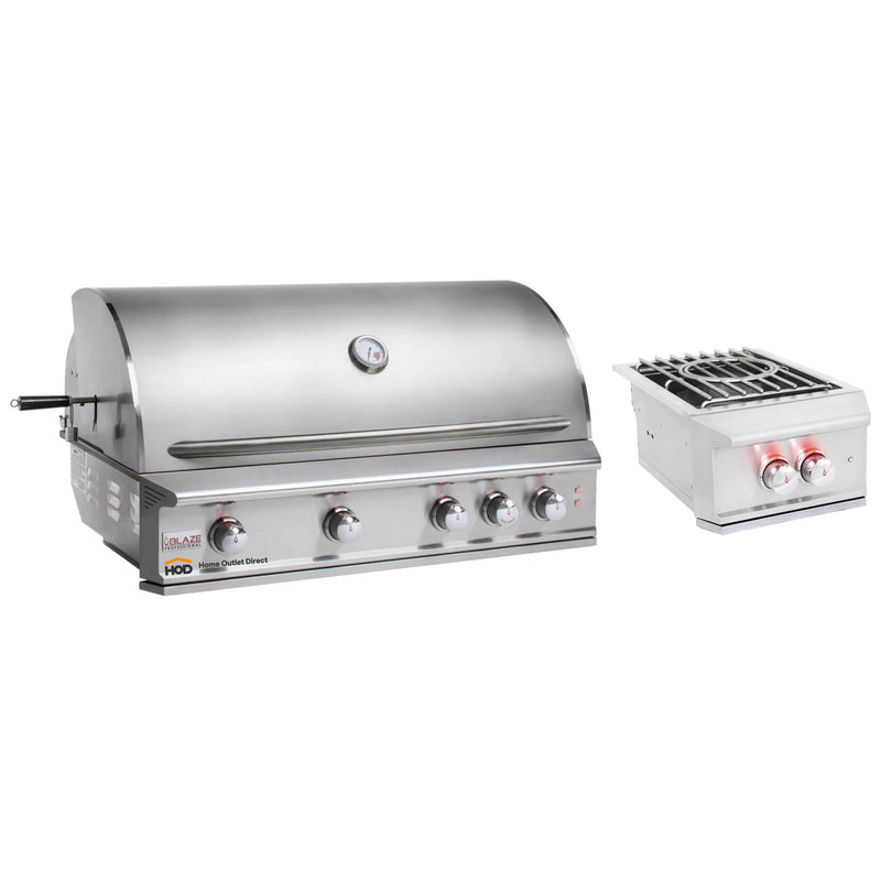 Blaze Grill Package - Professional LUX 44-Inch 4-Burner Built-In Natural Gas Grill and Side Burner in Stainless Steel