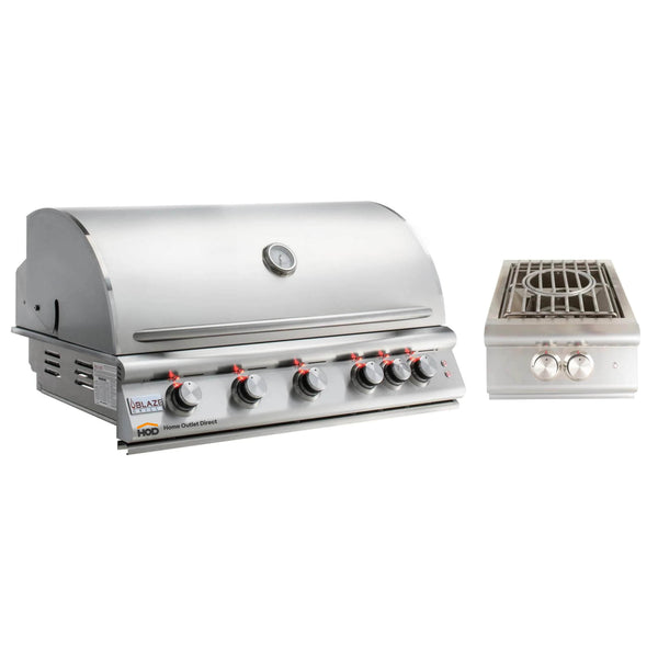 Blaze Grill Package - Premium LTE 40-Inch 5-Burner Built-In Natural Gas Grill and Side Burner in Stainless Steel
