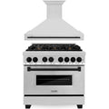 ZLINE Autograph Edition 2-Piece Appliance Package - 36-Inch Dual Fuel Range & Wall Mounted Range Hood in Stainless Steel with Matte Black Trim (2AKP-RARH36-MB)