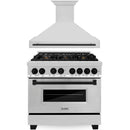 ZLINE Autograph Edition 2-Piece Appliance Package - 36-Inch Dual Fuel Range & Wall Mounted Range Hood in Stainless Steel with Matte Black Trim (2AKP-RARH36-MB)