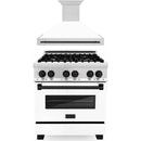 ZLINE Autograph Edition 2-Piece Appliance Package - 30-Inch Dual Fuel Range & Wall Mounted Range Hood in Stainless Steel and White Door with Matte Black Trim (2AKP-RAWMRH30-MB)