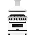 ZLINE Autograph Edition 2-Piece Appliance Package - 36-Inch Dual Fuel Range & Wall Mounted Range Hood in Stainless Steel and White Door with Matte Black Trim (2AKP-RAWMRH36-MB)