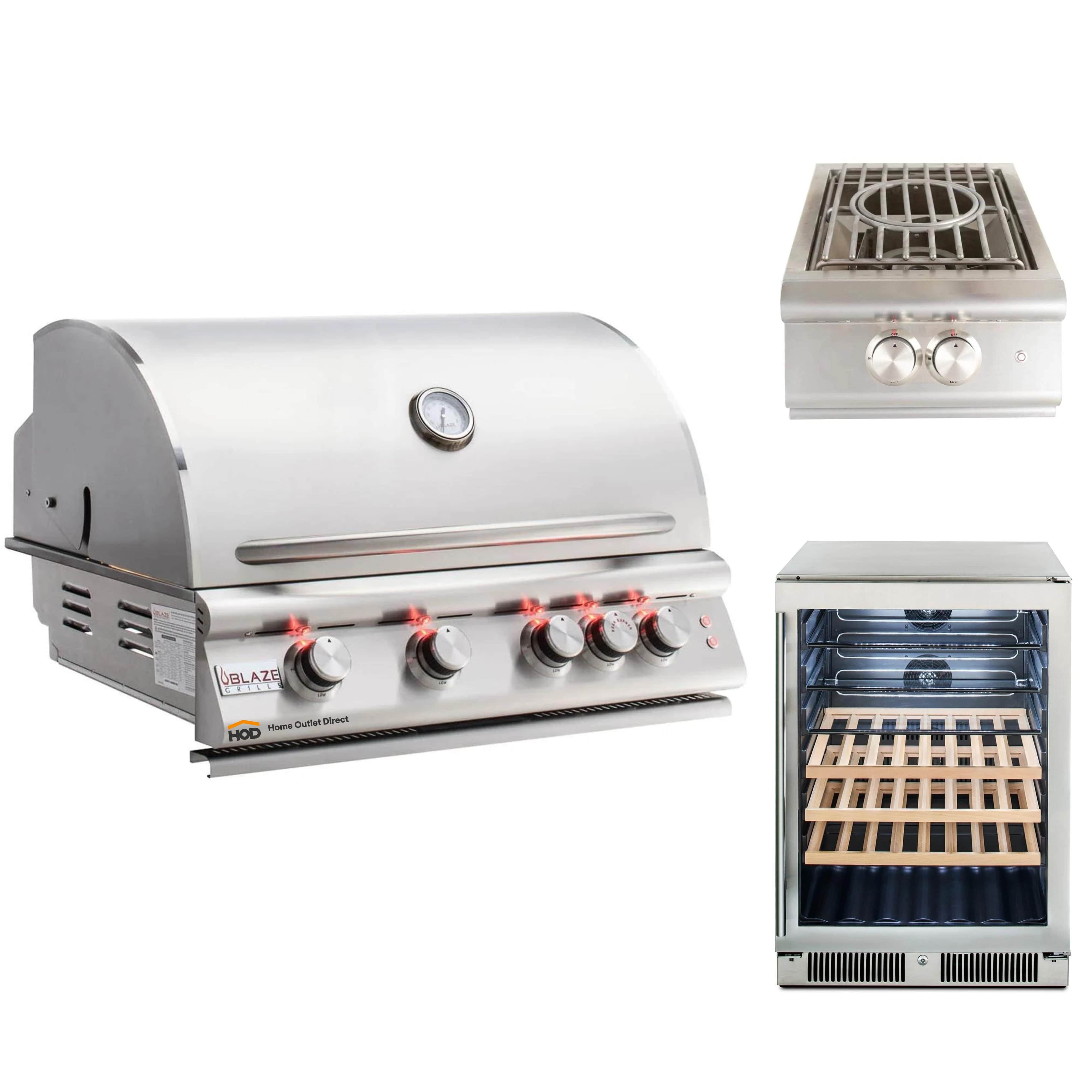 Stainless steel built-in gas grill with side burner and warming rack