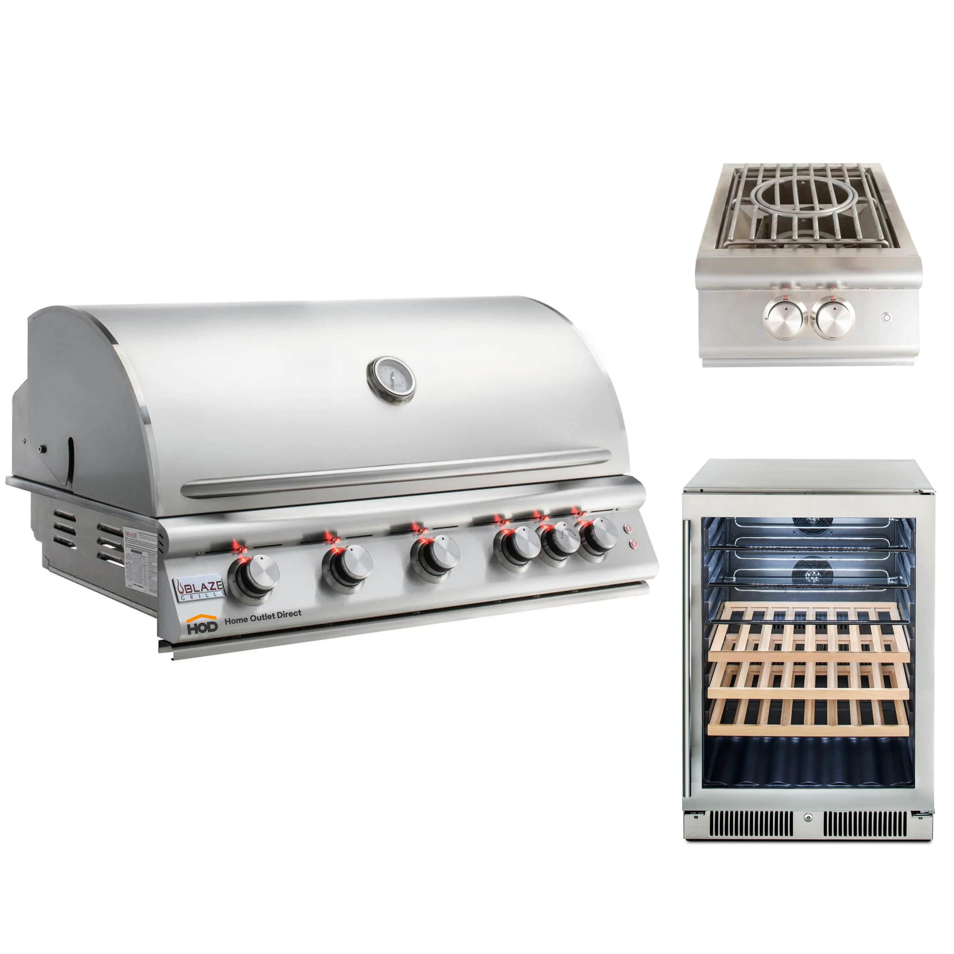 Stainless propane grill with burner grates and control knobs
