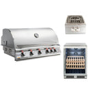 Blaze Grill Package - Premium LTE 40-Inch 5-Burner Built-In Liquid Propane Grill, Side Burner and Beverage Center in Stainless Steel