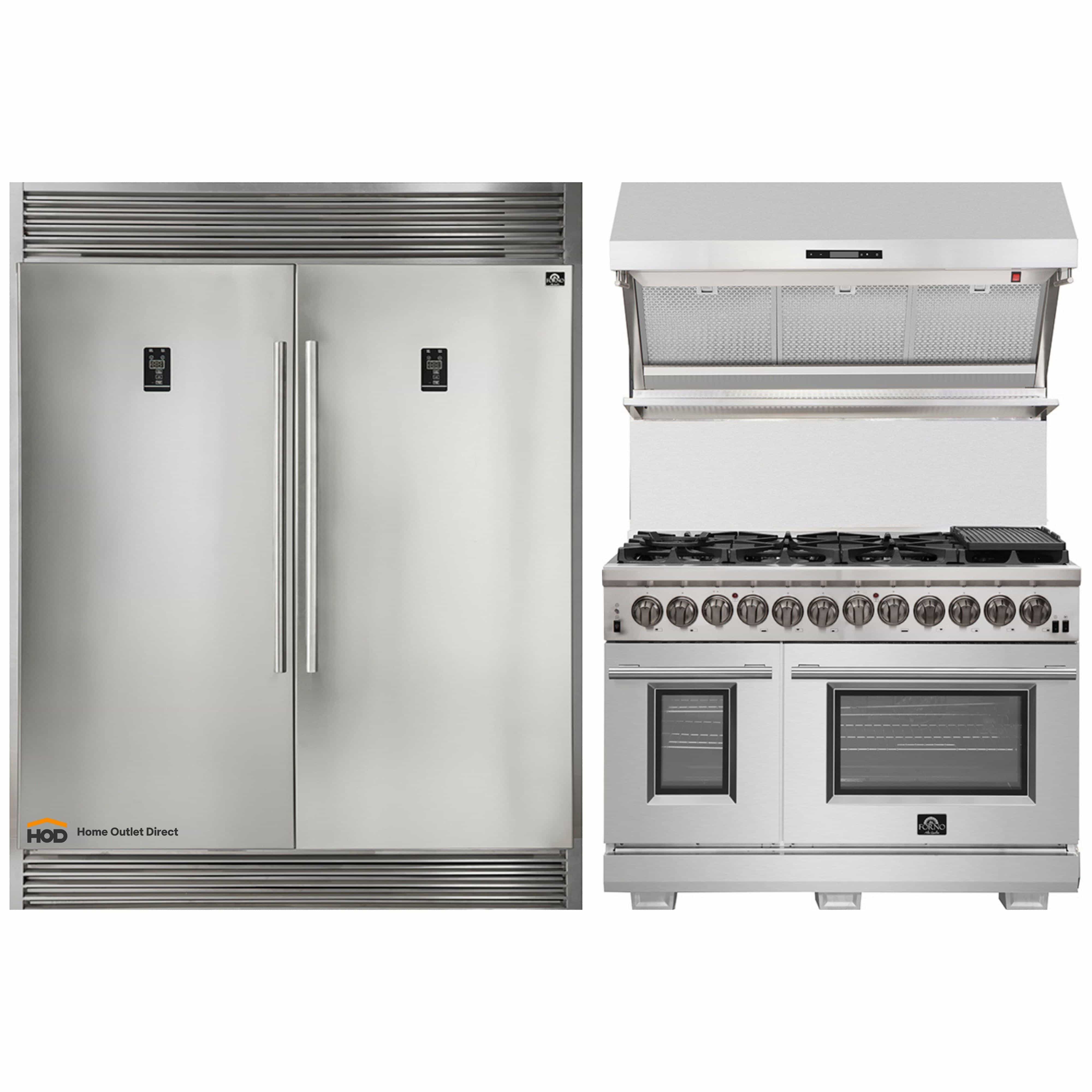 Stainless steel double-door refrigerator with sleek handle-free doors