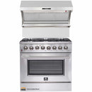 Forno 2-Piece Appliance Package - 36-Inch Dual Fuel Range & Wall Mount Hood with Backsplash in Stainless Steel