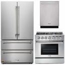 Thor Kitchen 3-Piece Pro Appliance Package - 36-Inch Gas Range, Dishwasher & Refrigerator in Stainless Steel