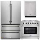 Thor Kitchen 3-Piece Appliance Package - 36-Inch Gas Range, Dishwasher & Refrigerator in Stainless Steel