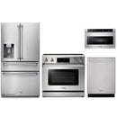 Thor Kitchen 4-Piece Appliance Package - 36-Inch Electric Range with Tilt Panel, Refrigerator with Water Dispenser, Dishwasher, & Microwave Drawer in Stainless Steel