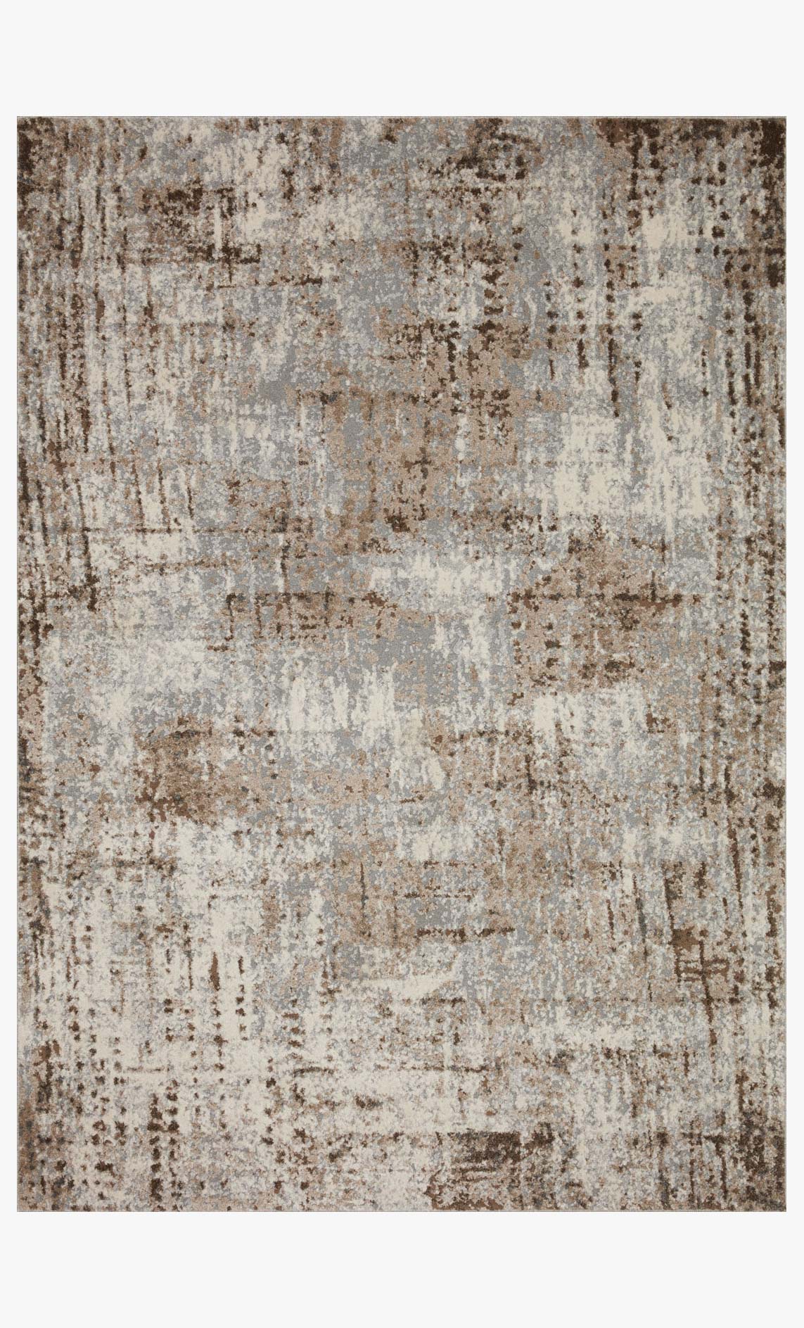 Natural and mocha abstract distressed power-loomed rug, rectangular design