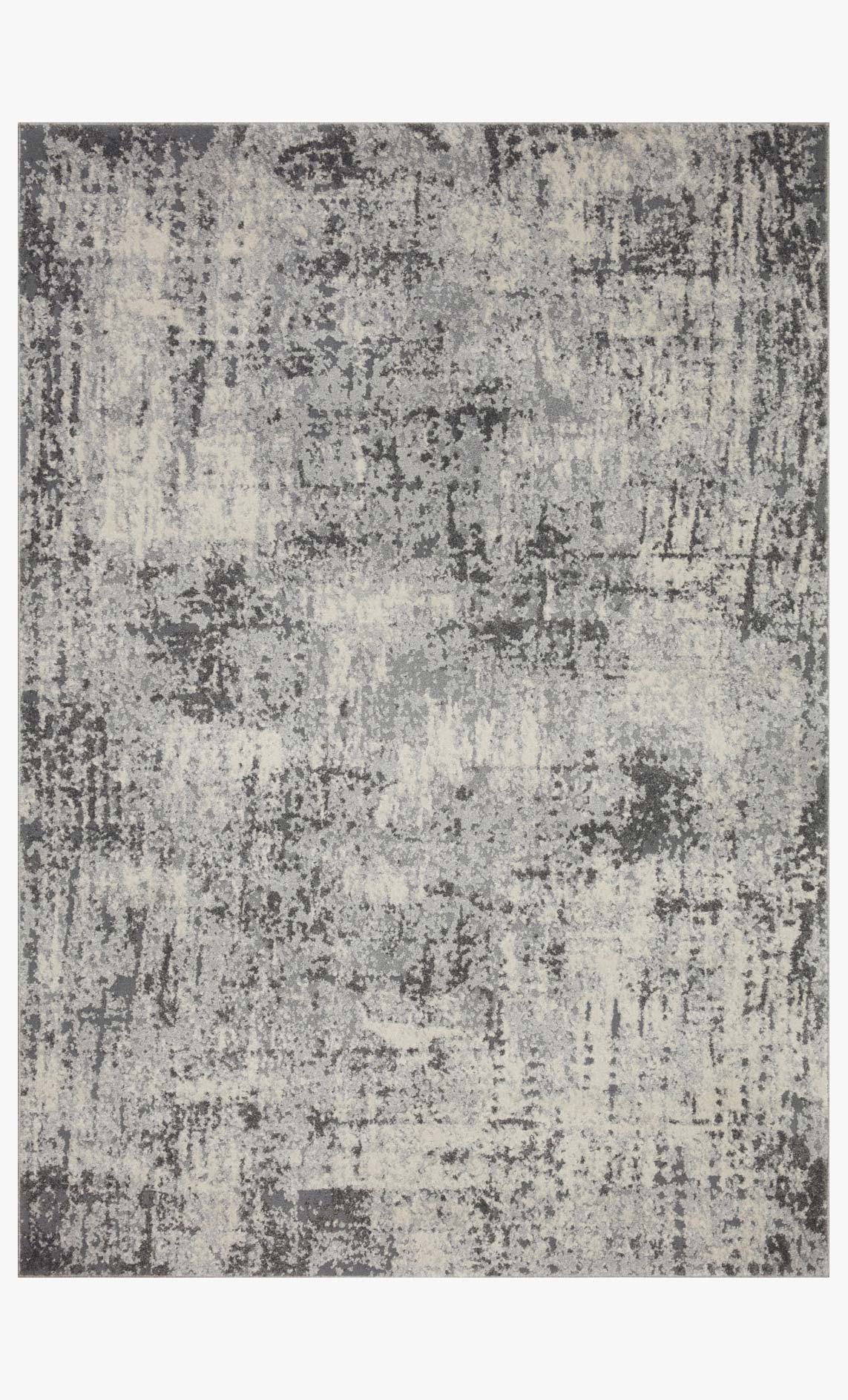 Pebble and charcoal abstract power-loomed rug with distressed mottled pattern