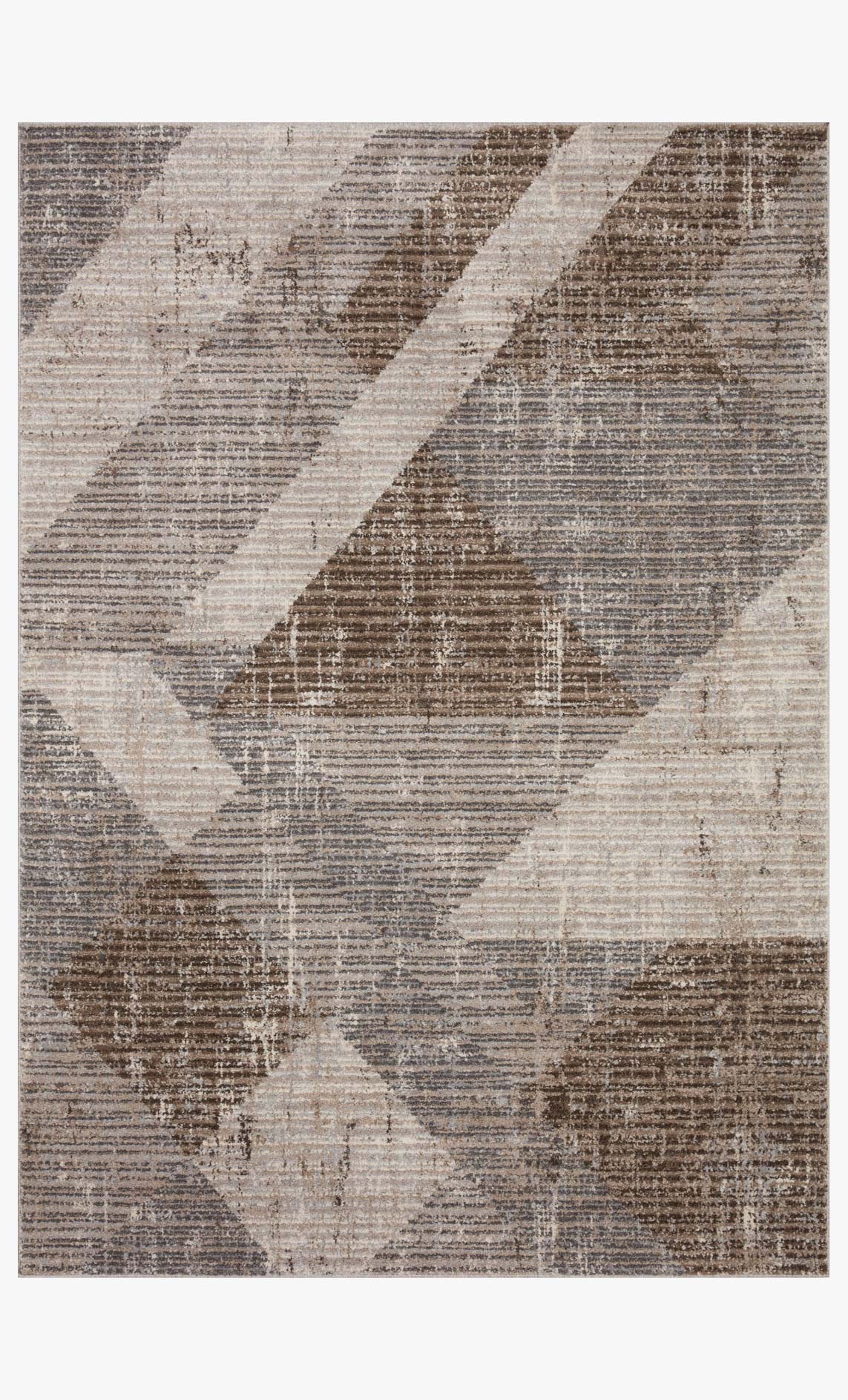 Contemporary power-loomed rug with geometric pattern in stone and bark tones