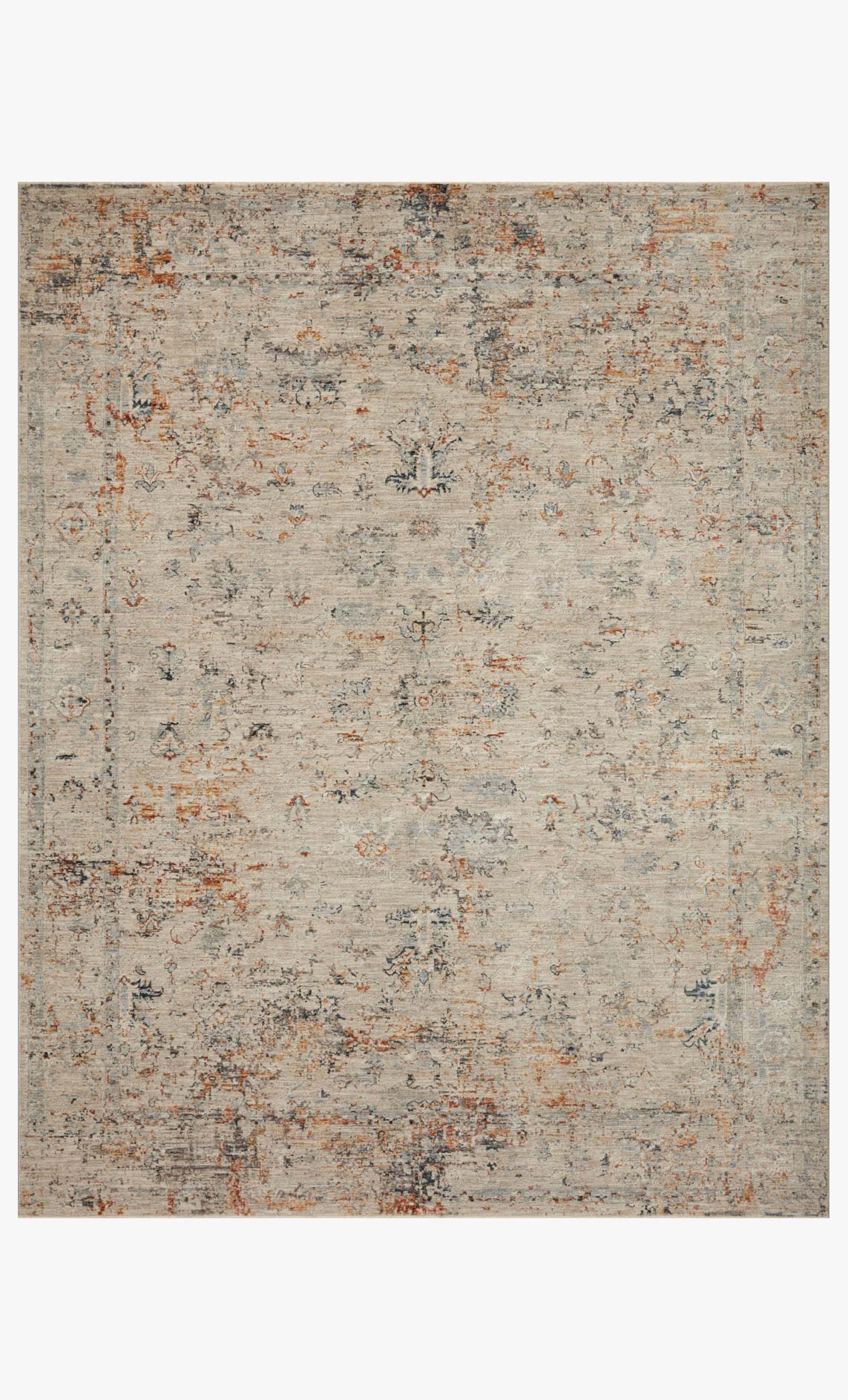 Contemporary power loom rug in light beige with multicolor distressed speckle pattern